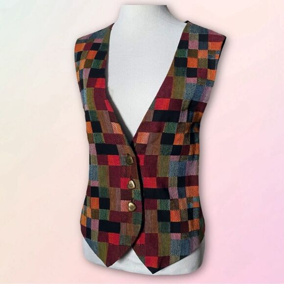 The Limited, Vintage, Plaid, Festive, Sleeveless Vest, OSFM - Picture 1 of 11